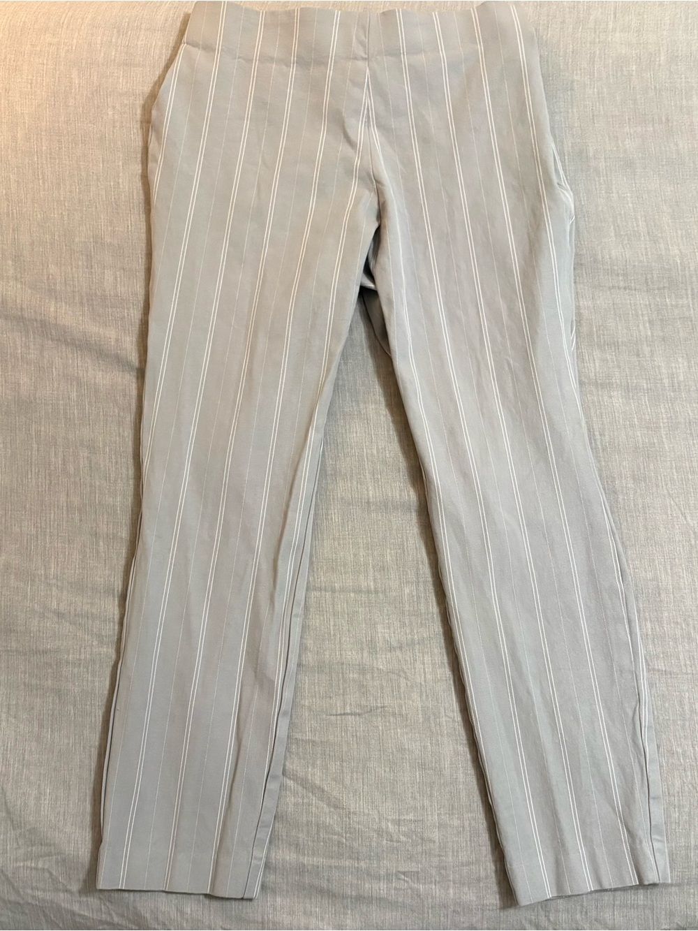 a new day Women's Light Gray Pinstripe Ankle Pants